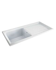 New Elica FUSED100WH Alpine White Single Bowl Inset Sink Reversible Composit