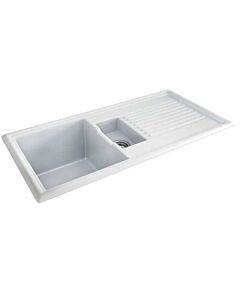New Elica FUSED150WH Alpine White 1.5 Bowl Inset Sink Reversible Composit