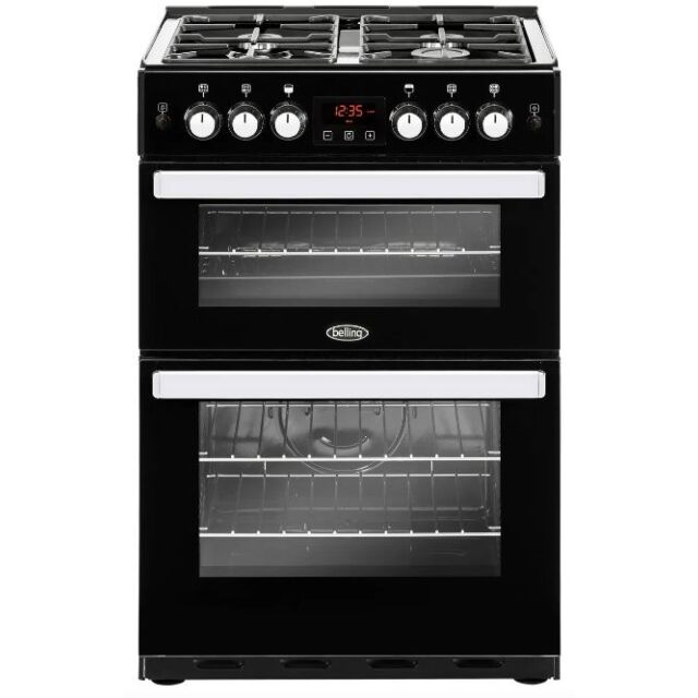 Graded Belling COOKCENTRE 60GBLK 60Cm Double Gas Cooker Black (GD-123)