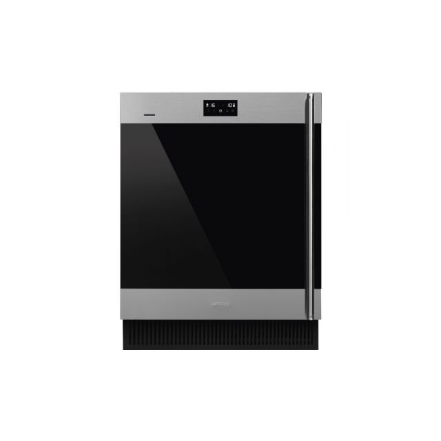 Lightly Used Smeg CVI338LWX2 60cm Stainless Steel and Black Glass Under Counter Wine Cooler (JUB-2961)